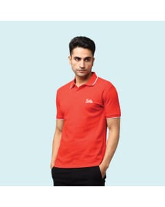 Greys&Blues Pima Collar T-Shirt-Red with White